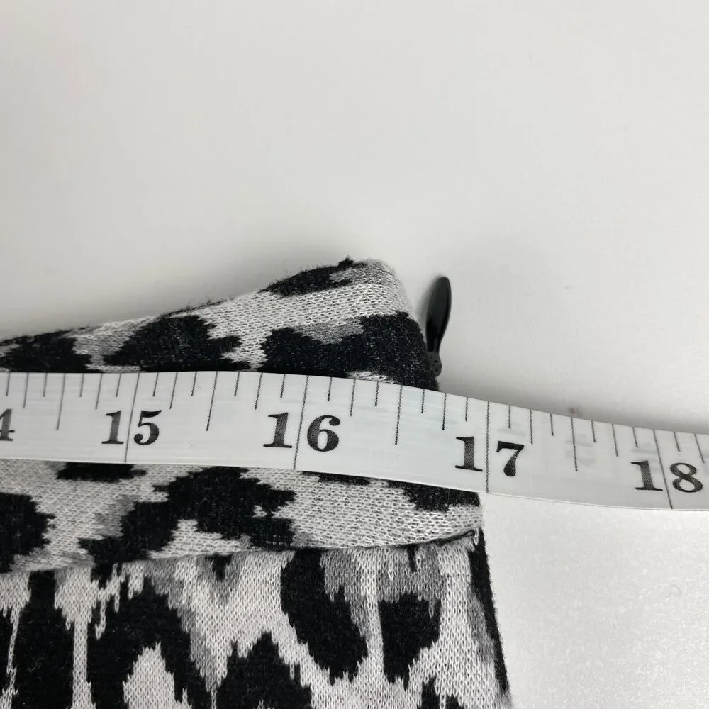Talbots Skirt Womens Pencil Leopard Print Sz 10 White Black Stretch Mature Glam